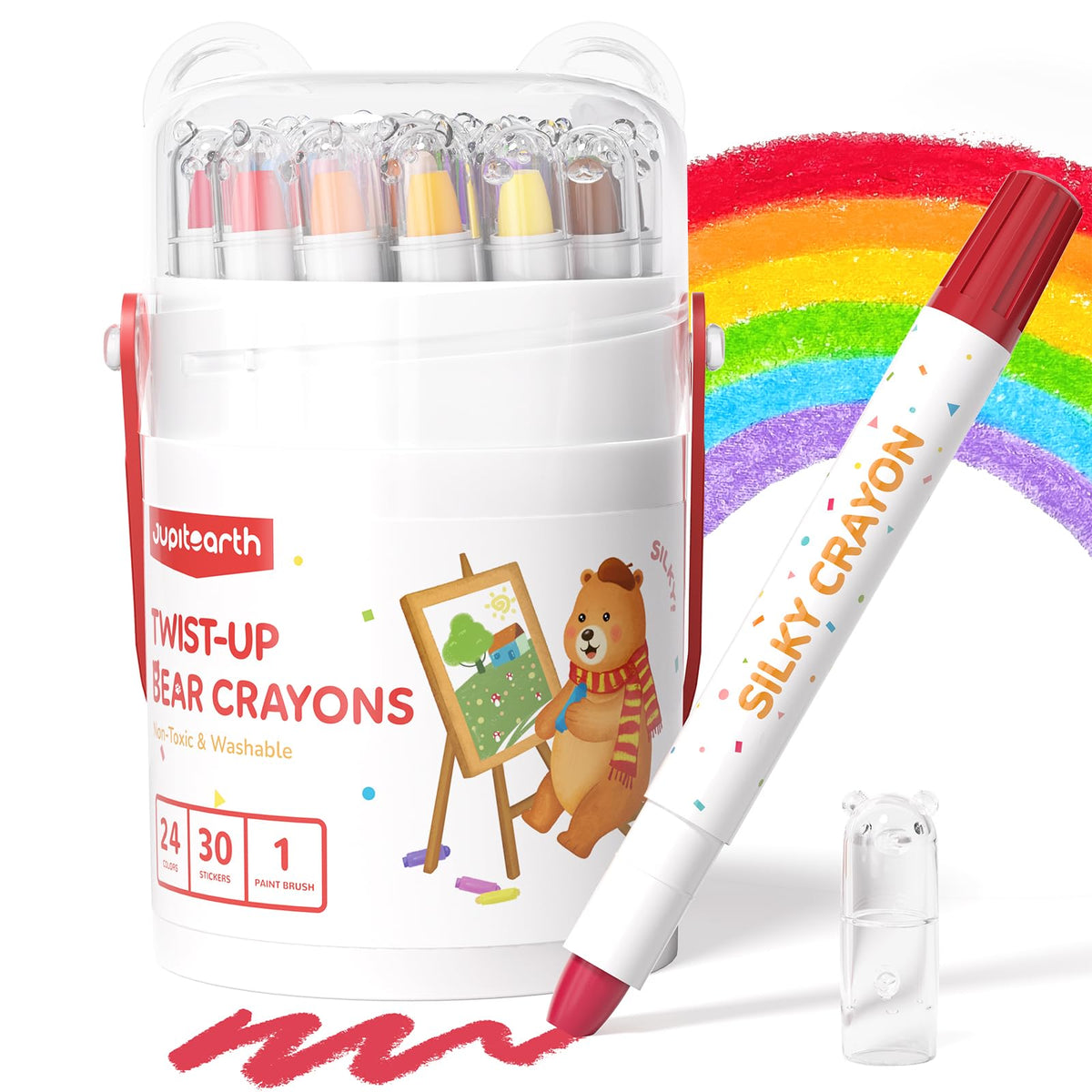 JUPITEARTH Silky Crayons for Toddlers, Twist Crayons, Non-Toxic, 36 Colors