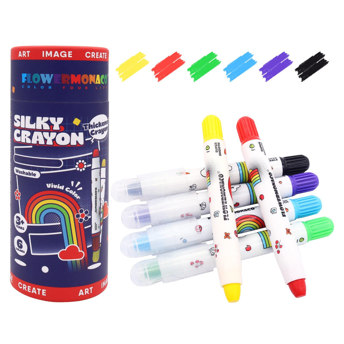 Lebze Washable Jumbo Crayons, 24 Colors Non-Toxic Crayons Gift for Kids