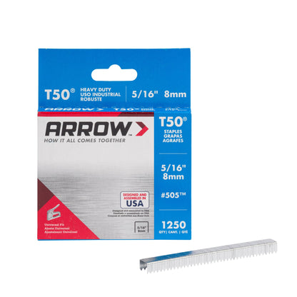 Arrow Fastener 506IP Heavy Duty T50 Staples for Upholstery, Construction, Furniture, Crafts, 3/8-Inch Leg Length, 3/8-Inch Crown Size, 5000 Pieces ( Pack of 1)