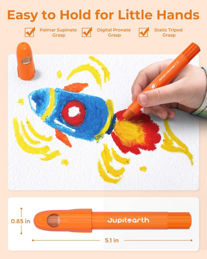 JUPITEARTH Silky Twist Crayons, 18 Colors Washable Crayons for Toddlers 1-3