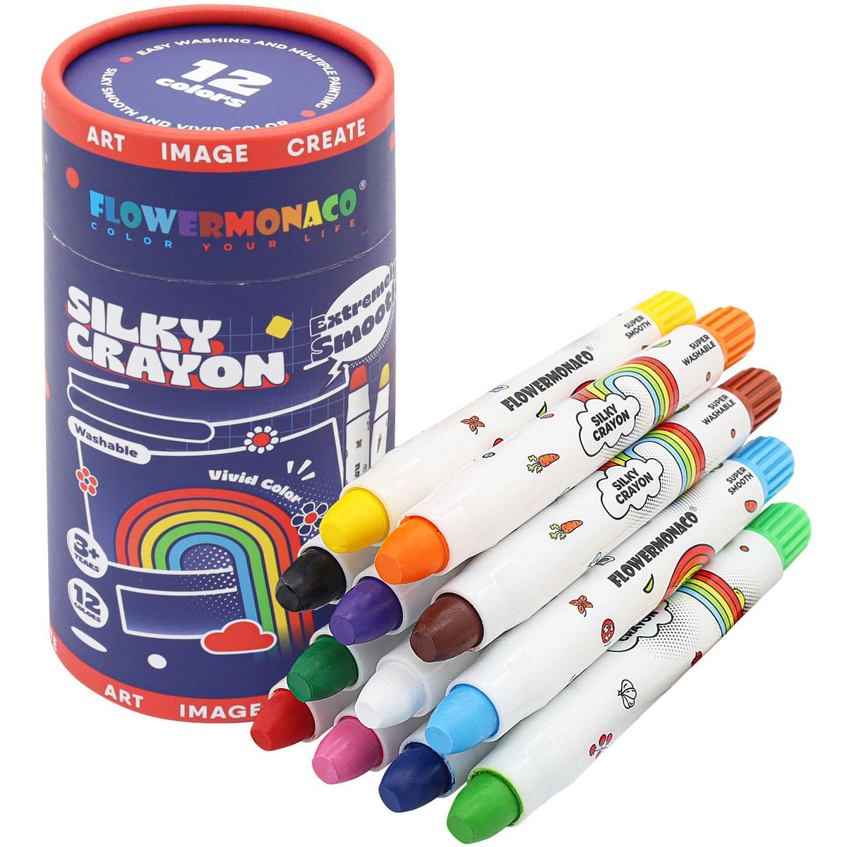 Lebze Washable Jumbo Crayons, 24 Colors Non-Toxic Crayons Gift for Kids