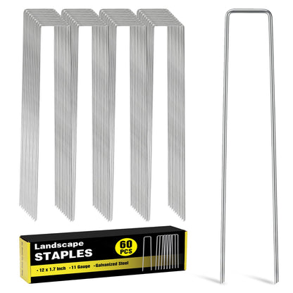 HongWay 500 Pack Landscape Staples 4 Inch, Galvanized Garden Stakes