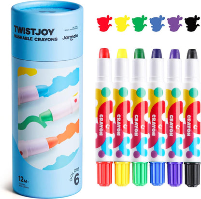 Jar Melo Jumbo Crayons for Toddlers, 6 Colors TwistJoy Washable Crayon