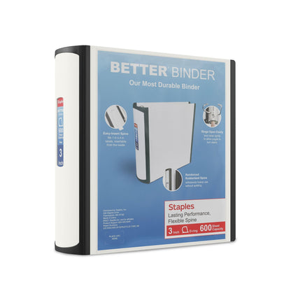 Staples Better Binder, 3 Inch D-Ring, Blue, Reinforced Rubber Spine