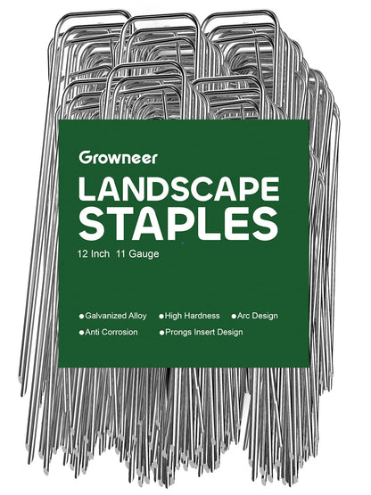 GROWNEER 100 Pack Landscape Staples 6 inch Galvanized Steel Garden Stakes