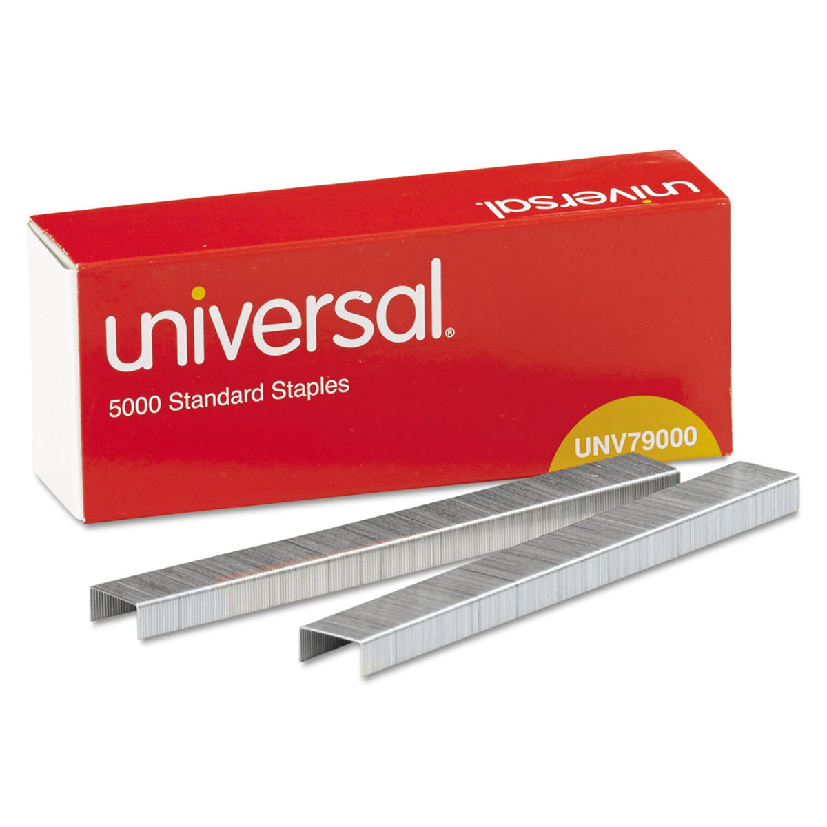 Universal Standard Staples, Chisel Point, Steel, 5000 / Box, Pack of 5