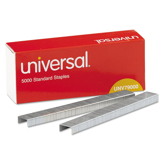 Universal Standard Staples, Chisel Point, Steel, 5000 / Box, Pack of 5