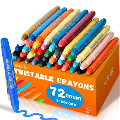 72 Count (36 Colors) Jumbo Twist-Up Crayons for Kids and Toddlers Ages 3+