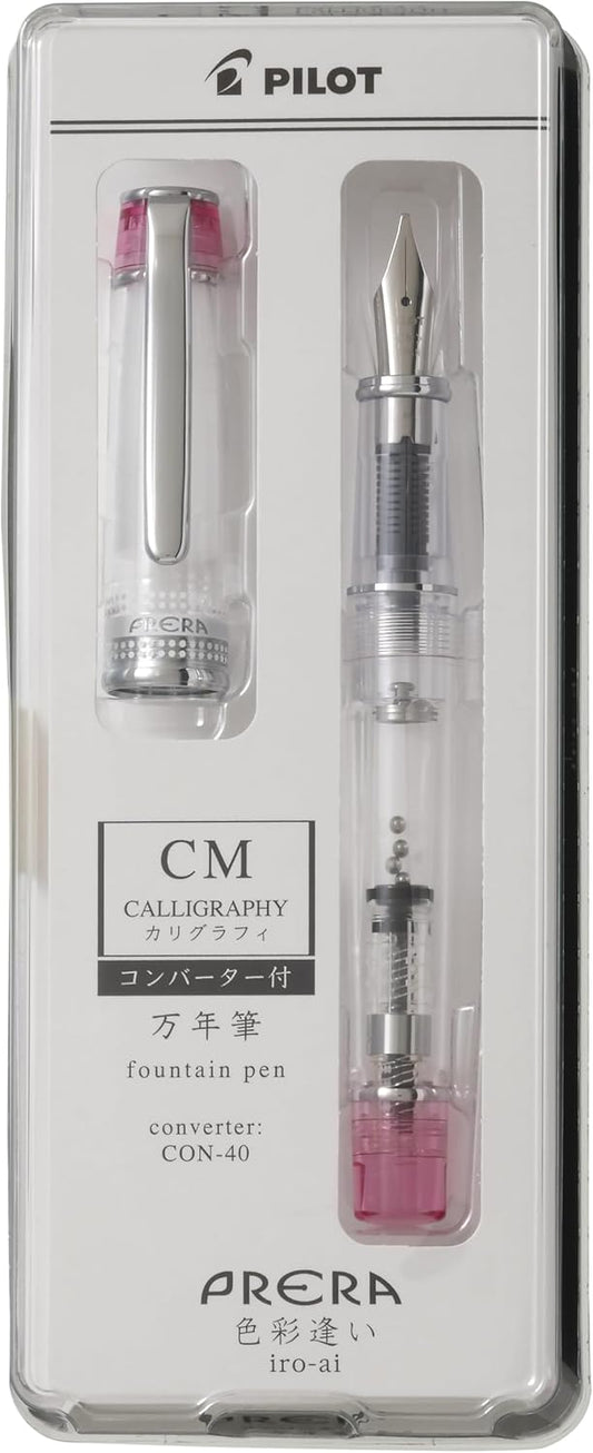 PILOT PFPR1TPCM PRERA Fountain Pen, Color Matching, CM Calligraphy, Transparent Pink