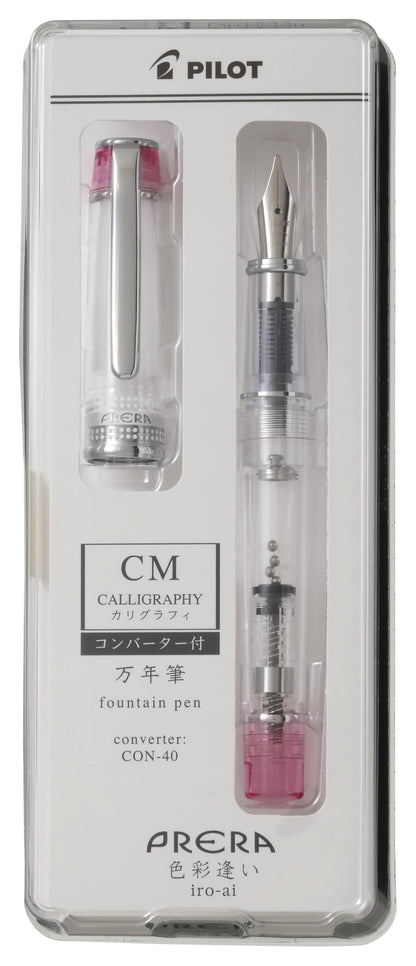 PILOT PFPR1TPCM PRERA Fountain Pen, Color Matching, CM Calligraphy, Transparent Pink