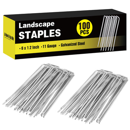 HongWay 500 Pack Landscape Staples 4 Inch, Galvanized Garden Stakes
