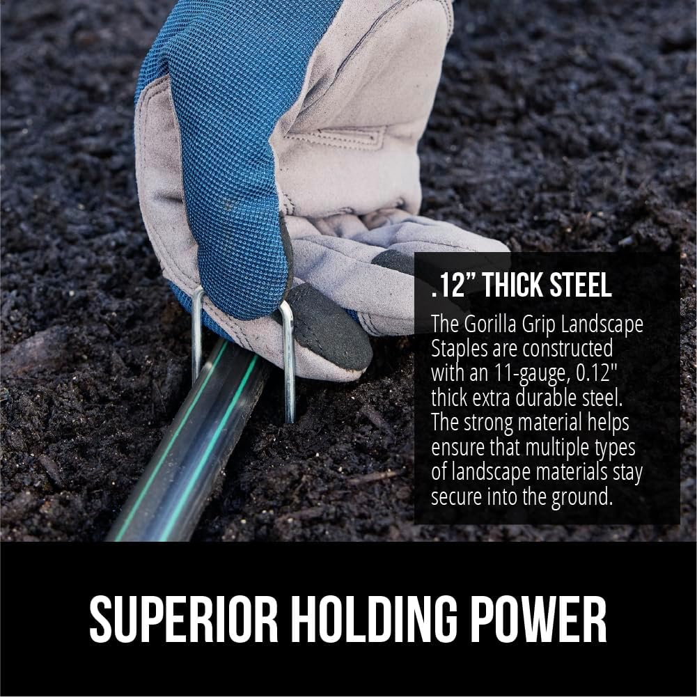 GORILLA GRIP Premium Landscape Staples, 6 Inch Garden Stakes 50 Pack