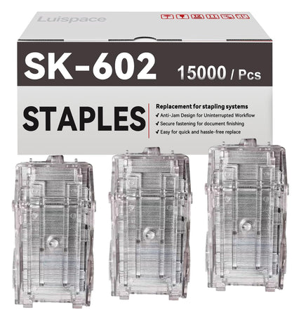 3-Pack 14YK SK-602 Staple Compatible with Konica Minolta SK602 14YK SK-602 Stacker Staples Refills (3 Cartridges x 5,000 Staples Each)