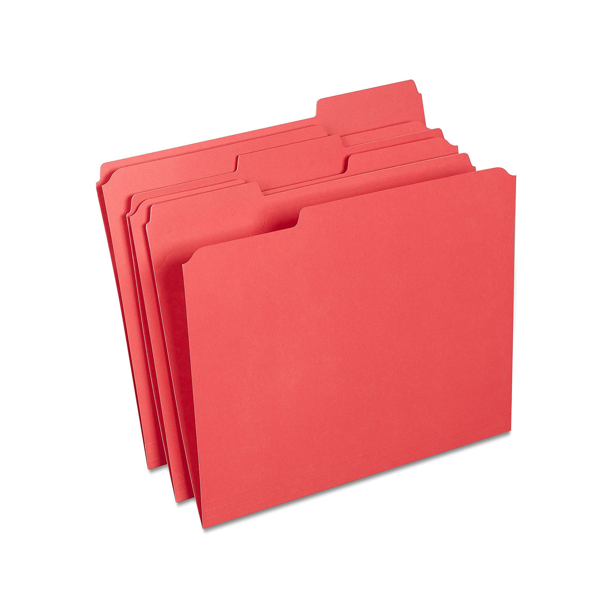 Staples Reinforced Colored File Folders, Letter, 3-Tab, Red, 100/Bx