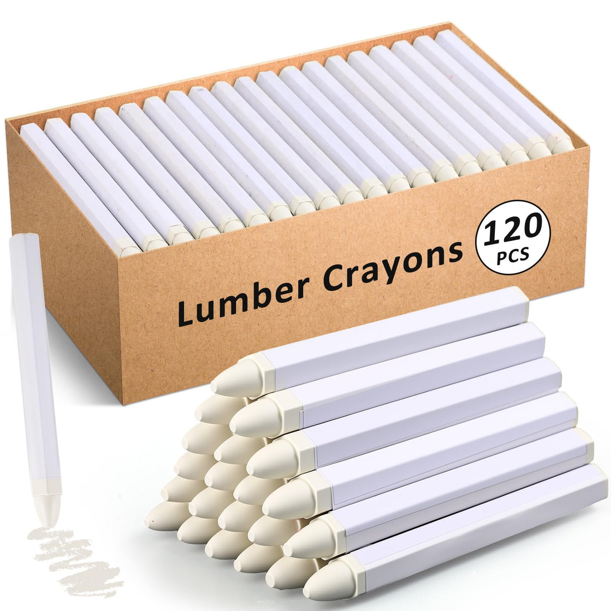 MotiMind 60 Pcs Industrial Lumber Crayons Bulk Wax Tire Marker Construction Marker for Craft Detailed Marking on Lumber Metal Carton Ceramics Concrete Glass Plastic 4.45" x 0.43" (Red)