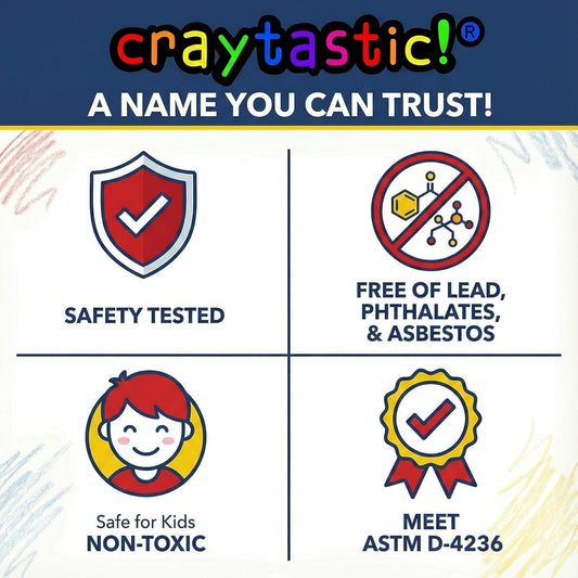 Craytastic! Bulk Wrapped Crayons Box of 52 (Black) for Crafting, Parties, Kids - Paper Wrapped - Safety Tested Compliant with ASTM D-4236