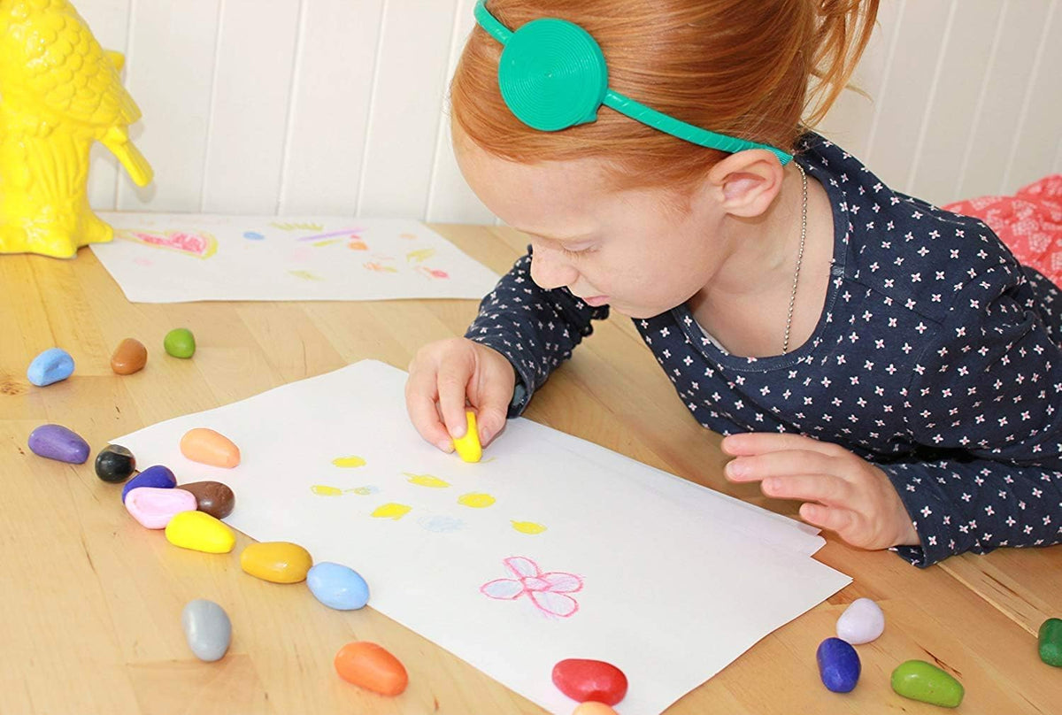 Crayon Rocks, Crayons in a Rock Shape, 16 Count, Tripod Grip Made For Handwriting Development in Kids and Toddlers, Fun & Educational, Creative Activity, Comes in a Red Velvet Bag - 16 Colors