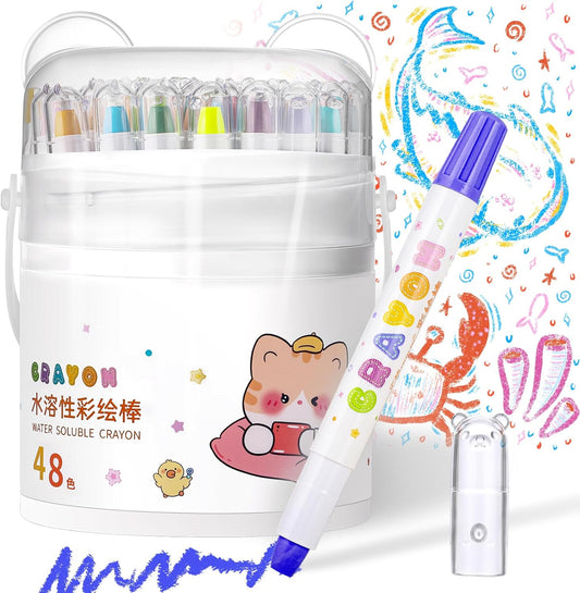 Prudiut 48 Twistable Silky Crayons, Washable, Easy Grip, Gel Crayons