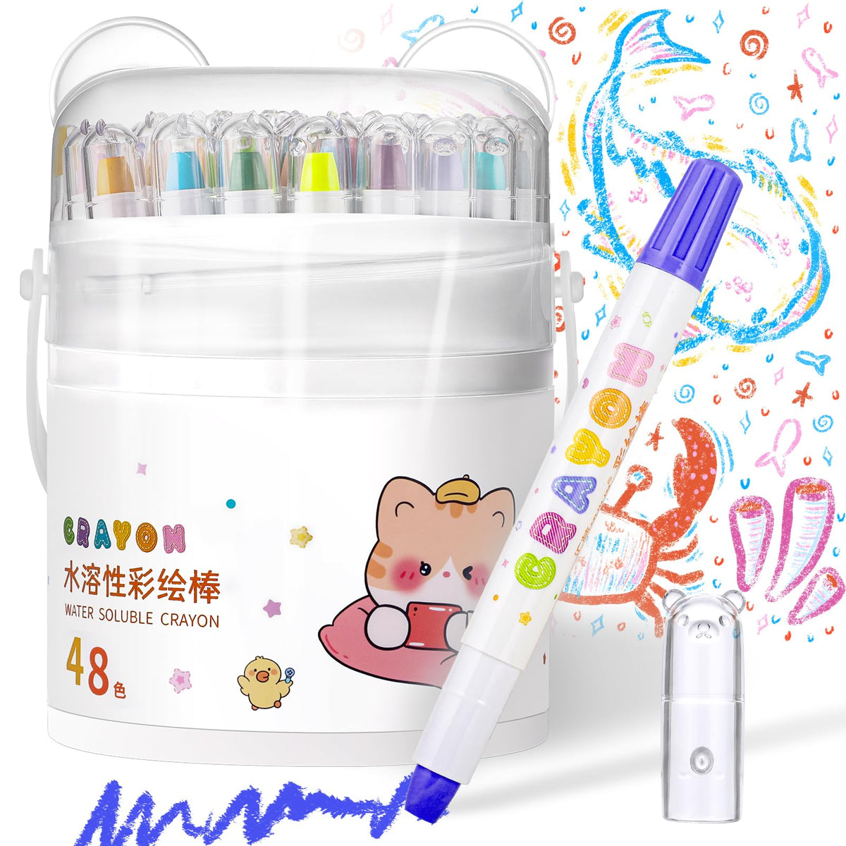 Prudiut 48 Twistable Silky Crayons, Washable, Easy Grip, Gel Crayons