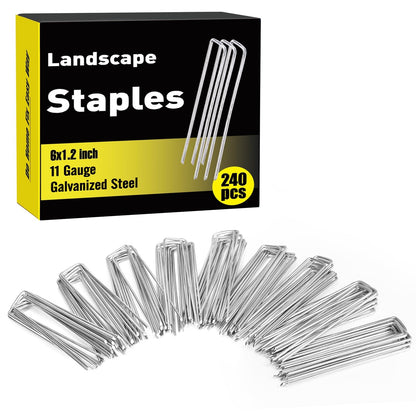 HongWay 500 Pack Landscape Staples 4 Inch, Galvanized Garden Stakes