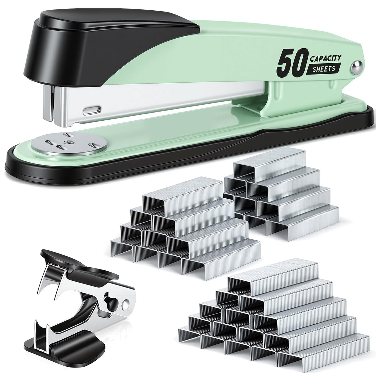 Deli Stapler Heavy Duty, 2000 Staples and Staple Remover, Black