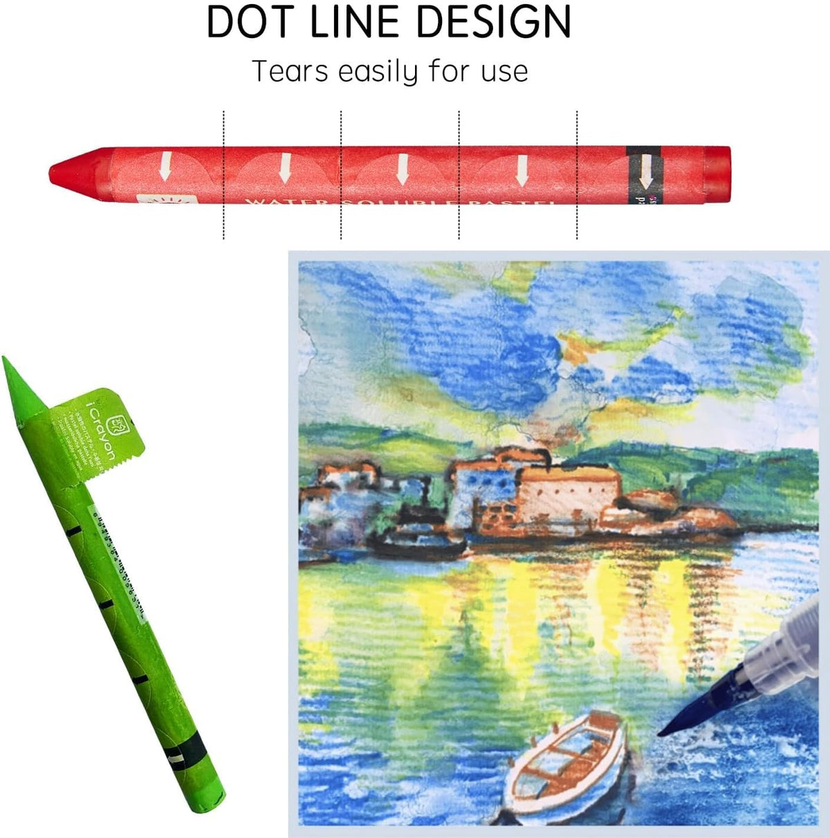 12 Colors Water-Soluble Pastel Crayons Set, Multi-Technique Art Kit with Brush & Palette, Versatile for Watercolor, Oil Pastel & Ink Effects, Easy Blending for Beginners, Sketching & Creative Drawing