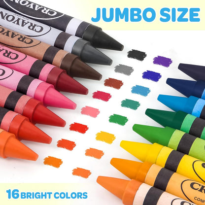 16 Colors Jumbo Crayons for Toddlers Kids Coloring & Arts Supplies