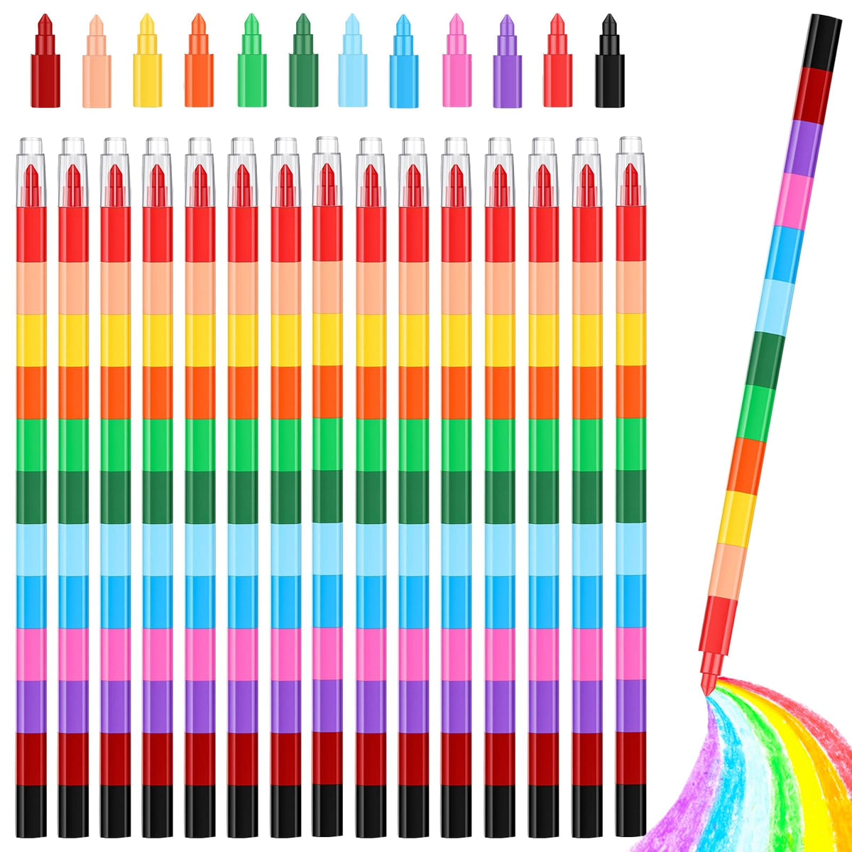 30 Pcs Stackable Crayons, Stacking Crayon Bulk for Kids,Party Favors (30)