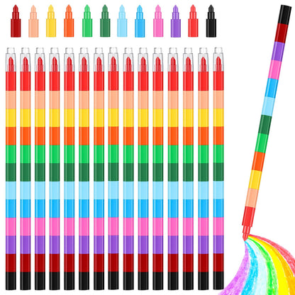 30 Pcs Stackable Crayons, Stacking Crayon Bulk for Kids,Party Favors (30)