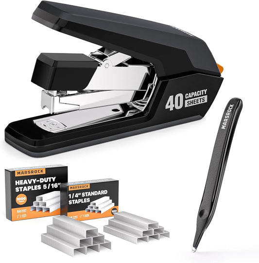 Marsrock Heavy Duty Stapler for Desk with 40-50 Sheet, 2000 Staples, Black