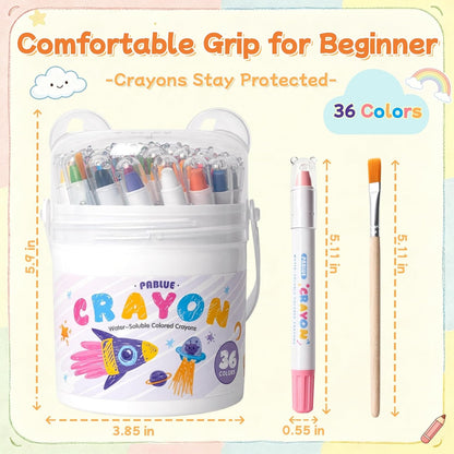 36 Colors Silky Twistable Crayons, Gel Washable Crayons for Beginner