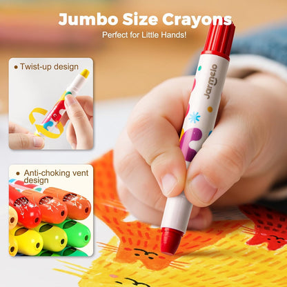 Jar Melo Jumbo Crayons for Toddlers, 24 Colors TwistJoy Washable Crayon