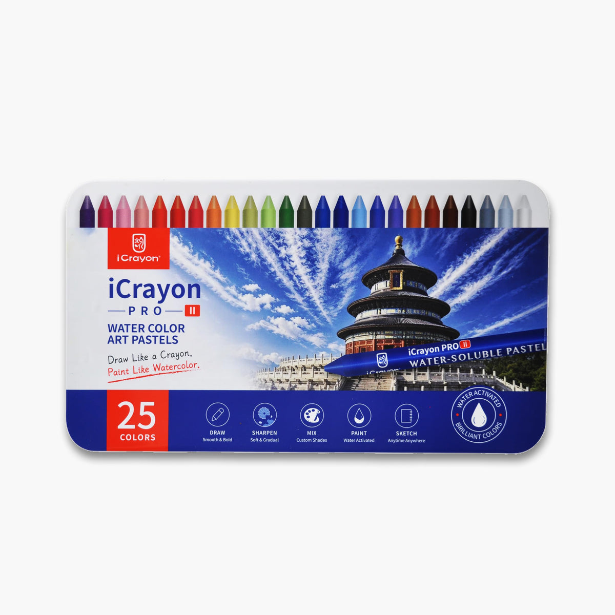 12 Colors Water-Soluble Pastel Crayons Set, Multi-Technique Art Kit with Brush & Palette, Versatile for Watercolor, Oil Pastel & Ink Effects, Easy Blending for Beginners, Sketching & Creative Drawing