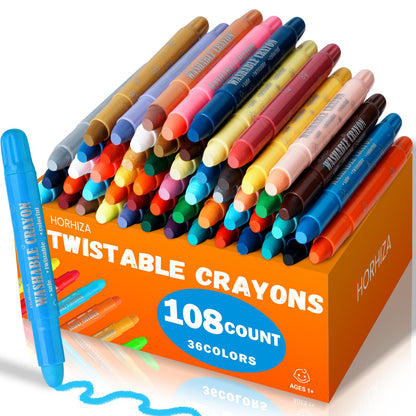 72 Count (36 Colors) Jumbo Twist-Up Crayons for Kids and Toddlers Ages 3+