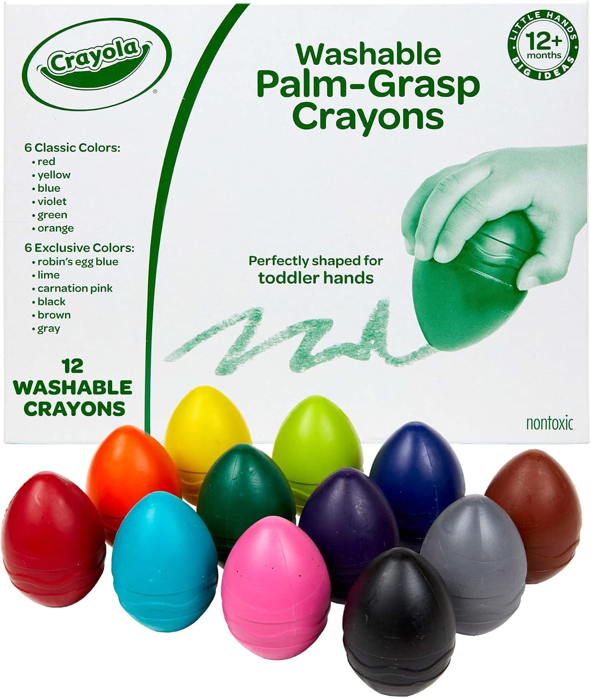 Crayola Large Egg Crayons (12ct), Classroom Must Haves, Teacher School Supplies for Toddlers, Kindergarten & Elementary, Ages 1+