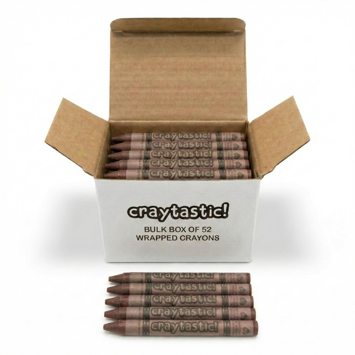 Craytastic! Bulk Wrapped Crayons Box of 52 (Black) for Crafting, Parties, Kids - Paper Wrapped - Safety Tested Compliant with ASTM D-4236