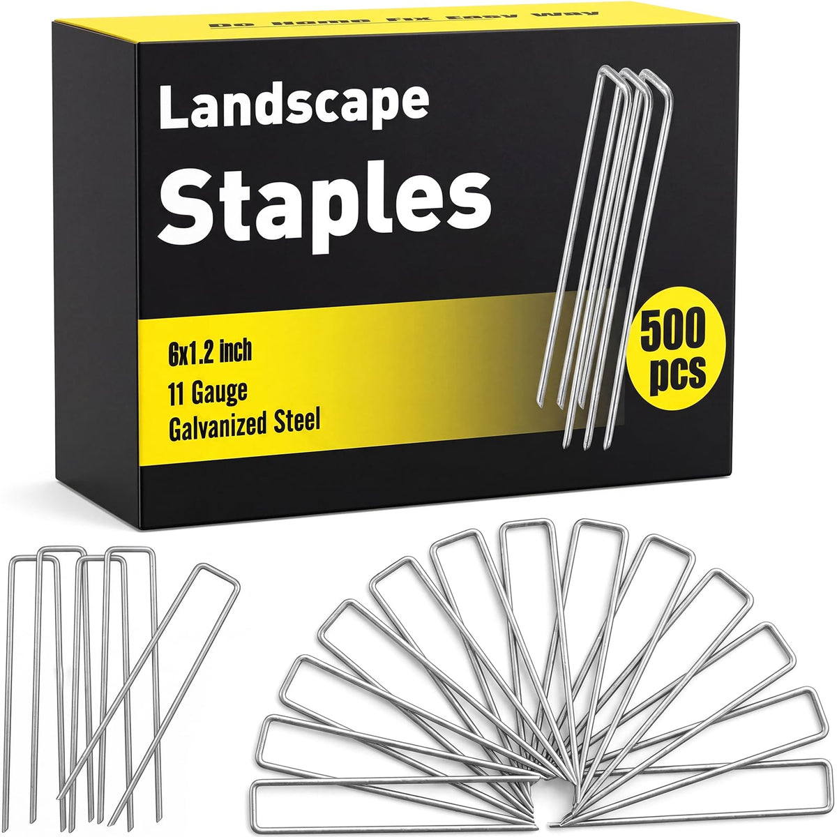 HongWay 500 Pack Landscape Staples 4 Inch, Galvanized Garden Stakes