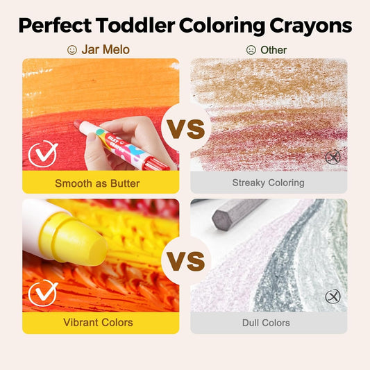 Jar Melo Jumbo Crayons for Toddlers, 24 Colors TwistJoy Washable Crayon