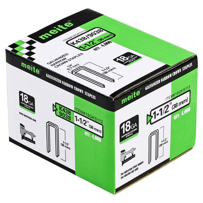 meite 18 Gauge 1/4-Inch Narrow Crown Staples, 3/4-Inch Length Heavy Duty Galvanized Upholstery Staples for Electric or Pneumatic Narrow Crown Staple Guns (4,000 PCS)