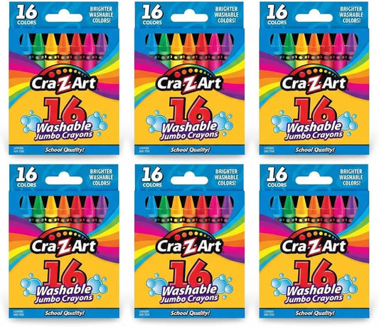Cra-Z-Art Bulk Crayons, 6 Packs of 16 Count Washable Jumbo Crayons, School Supplies, Classroom Supplies, Teacher Bulk Pack