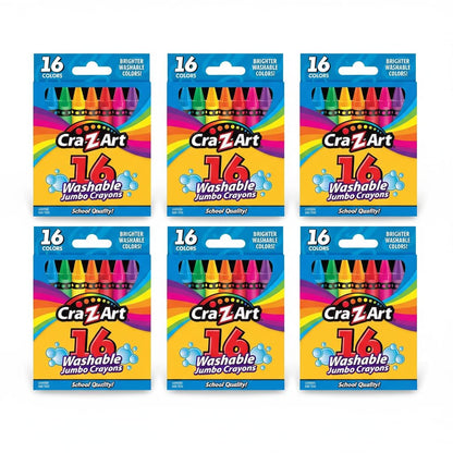 Cra-Z-Art Bulk Crayons, 6 Packs of 16 Count Washable Jumbo Crayons, School Supplies, Classroom Supplies, Teacher Bulk Pack