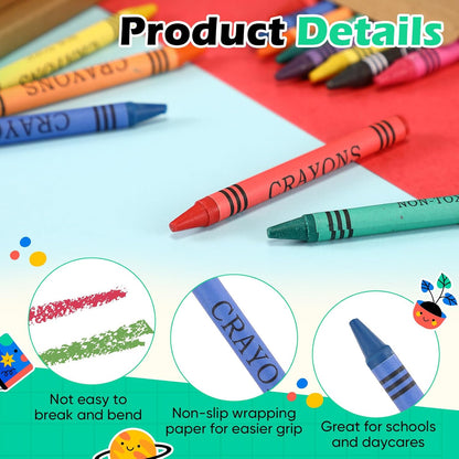 Bulk Crayons Individual Packs, 8 Color Mini for Kids, 50 Packs