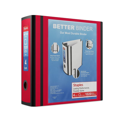 Staples Better Binder, 3 Inch D-Ring, Blue, Reinforced Rubber Spine