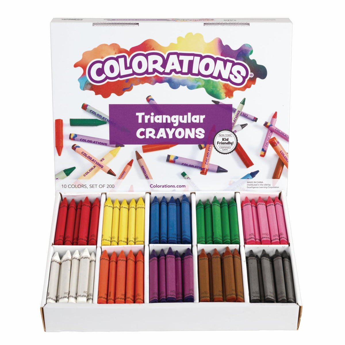 Colorations Large Crayon Classroom Pack, 400 Count, 16 Colors, Non-Toxic