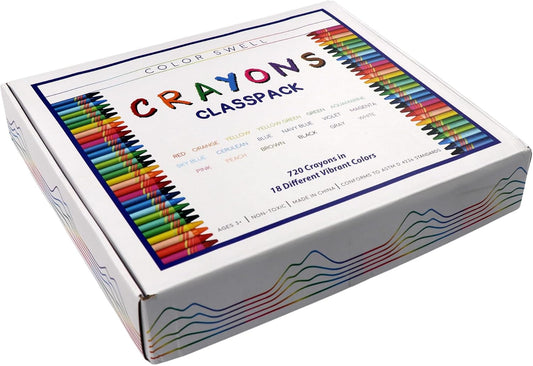 Color Swell Crayon Classroom Bulk Pack, 16 Colors (720 Total)