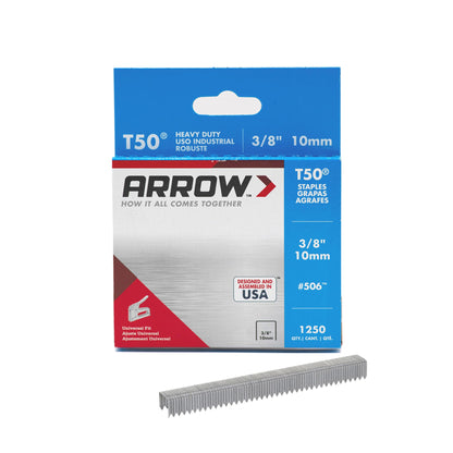 Arrow Fastener 506IP Heavy Duty T50 Staples for Upholstery, Construction, Furniture, Crafts, 3/8-Inch Leg Length, 3/8-Inch Crown Size, 5000 Pieces ( Pack of 1)