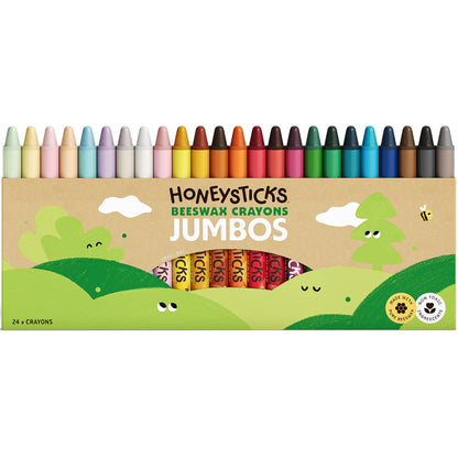 Honeysticks Jumbo Crayons (24 Pack) - Non Toxic Crayons, 100% Pure Beeswax