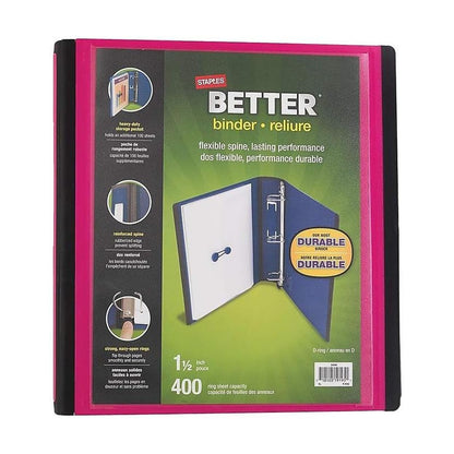 Staples Better Binder, 3 Inch D-Ring, Blue, Reinforced Rubber Spine