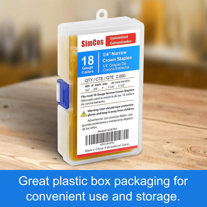 18GA 1/4" Narrow Crown Staples 1/2",3/4",1",1-1/4",1-1/2",2000 PCS