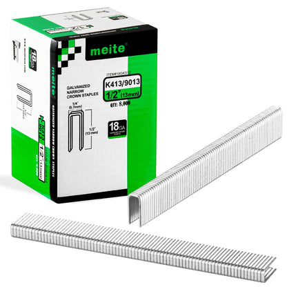 meite 18 Gauge 1/4-Inch Narrow Crown Staples, 3/4-Inch Length Heavy Duty Galvanized Upholstery Staples for Electric or Pneumatic Narrow Crown Staple Guns (4,000 PCS)